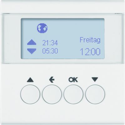 BERKER S.1/B.3/B.7 Żaluzjowy łącznik czasowy z wyświetlaczem do sterowania żaluzjami biały 85741188 HAGER (85741188)