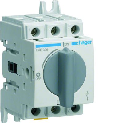 Modułowy rozłącznik izolacyjny obrotowy 3P 63A rozmiar 1 HAB306 HAGER (HAB306)