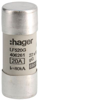 Wkładka bezpiecznikowa cylindryczna CH-22 22x58mm gG 20A 500VAC LF520G HAGER (LF520G)