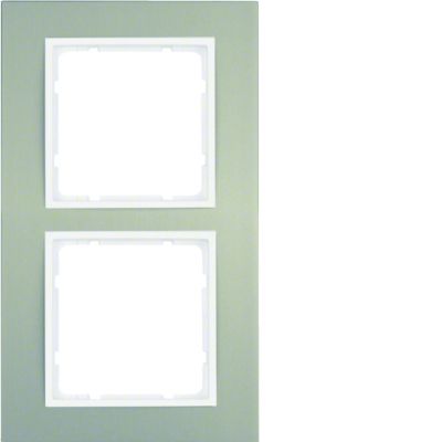 BERKER B.3 Ramka podwójna aluminium/biała 10123904 HAGER (10123904)