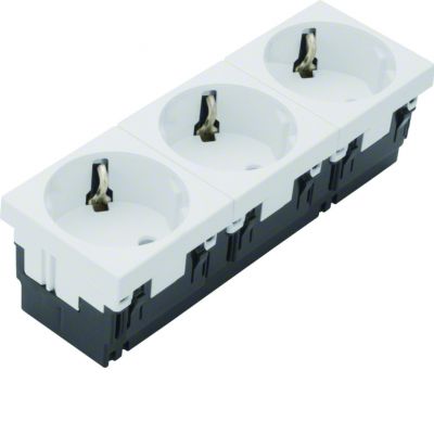 tehalit.GB-EG Gniazdo SCHUKO 33st 3-krotne 45x45mm bezhalogenowe biały ESR3339010 HAGER (ESR3339010)