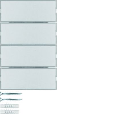 BERKER KNX e/s K.x Przycisk poczwórny z polem opisowym z diodami LED RGB i czujnikiem temperatury aluminium 80164774 HAGER (80164774)