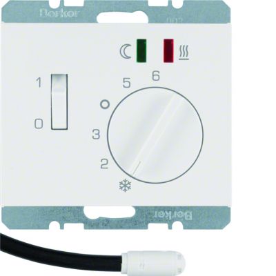 BERKER K.1 Regulator temperatury podłogi z stykiem zwiernym elementem centralnym LED biały 20347109 HAGER (20347109)