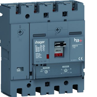 MCCB Wyłącznik mocy h3+ P250 4P 200A 40kA TM (HNT201DR)