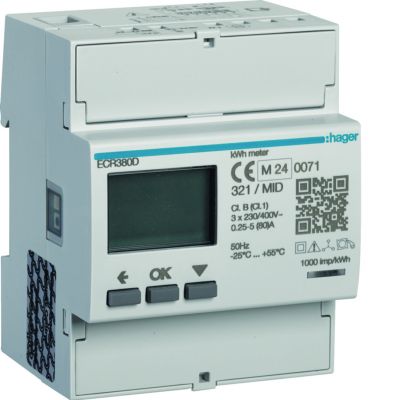 agardio.measure Licznik energii elektrycznej 3-fazowy, 80A 4M, Modbus, MID (ECR380D)