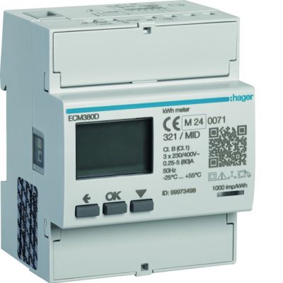 agardio.measure Licznik energii elektrycznej 3-fazowy 80A 4M M-bus MID ECM380D HAGER (ECM380D)