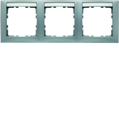 BERKER B.Kwadrat Ramka potrójna pozioma z polem opisowym aluminium mat 10239959 HAGER (10239959)
