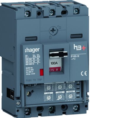MCCB Wyłącznik mocy h3+ P160 3P 100A 40kA LSI HAGER (HNS100JC)