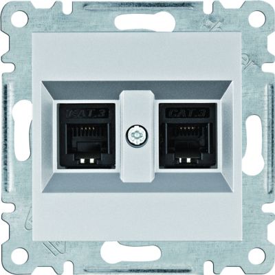 lumina Gniazdo telefoniczne podwójne RJ11, srebrny (WL2022)