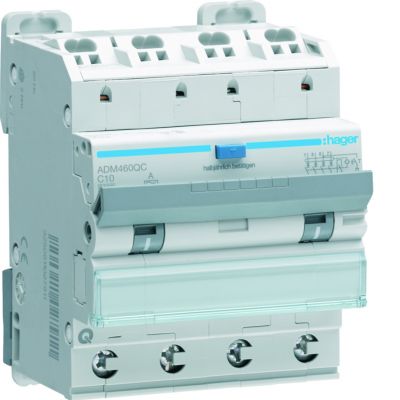 RCBO Wyłącznik różnicowoprądowy z członem nadprądowym 4P 6kA C 10A/30mA A QC/QB (ADM460QC)