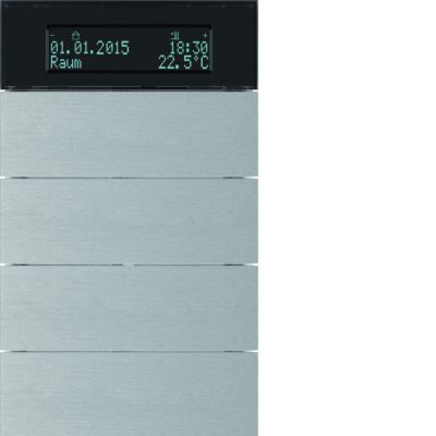BERKER B.IQ Przycisk poczwórny z regulatorem temperatury i wyświetlaczem aluminium 75664594 HAGER (75664594)