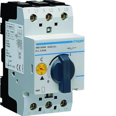 Wyłącznik silnikowy 3P 0,18kW 0,4-0,63A POLO MM504N HAGER (MM504N)