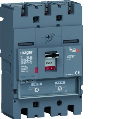 MCCB Wyłącznik mocy h3+ P250 3P 250A 40kA TM HNT250DR HAGER (HNT250DR)