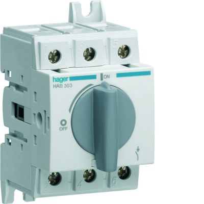 Modułowy rozłącznik izolacyjny obrotowy 3P 32A rozmiar 1 HAB303 HAGER (HAB303)