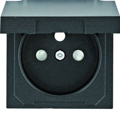 lumina Płytka czołowa do gniazda z uziem. z pokrywą z przysłonami styków, czarny (WL6253)