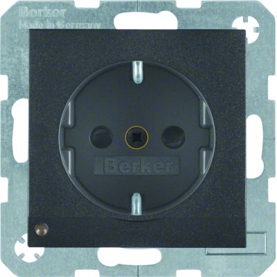 BERKER B.X Gniazdo SCHUKO z uziemieniem z podświetleniem orientacyjnym LED antracyt mat 41091606 HAGER (41091606)