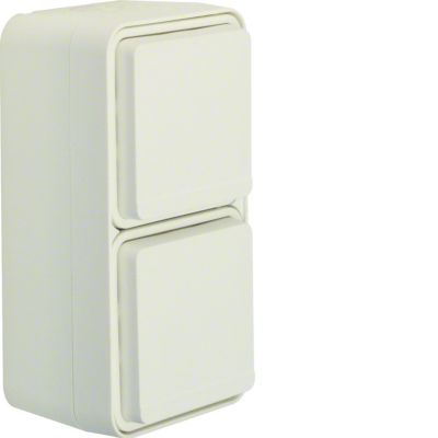 BERKER W.1 Gniazdo SCHUKO 2P+Z podwójne pionowe kompletne IP55 biały 47703522 HAGER (47703522)