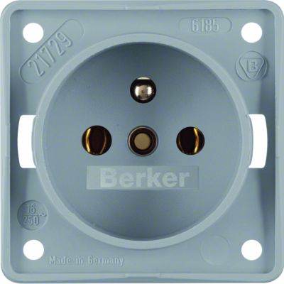 BERKER Integro Flow Gniazdo z uziemieniem szary 961852506 HAGER (961852506)