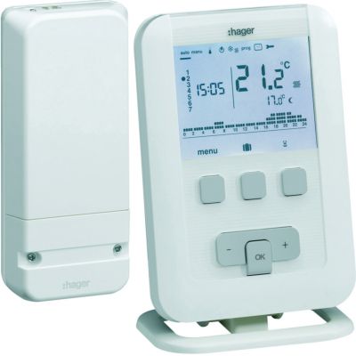 Radiowy termostat zegarowy z odbiornikiem 8A 230 V EK560 HAGER (EK560)
