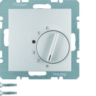 BERKER B.X Regulator temperatury pomieszczenia z stykiem zmiennym i elementem centralnym aluminium 20261404 HAGER (20261404)