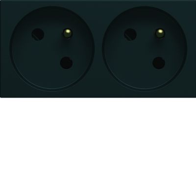 gallery Gniazdo z uziemieniem przelotowe podwójne 2x2P+E 16A 4M czarny HAGER (WXF422N)