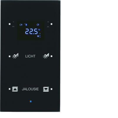 BERKER KNX TS Sensor dotykowy podwójny z regulatorem temperatury konfigurowalny szkło czarny 75642135 HAGER (75642135)