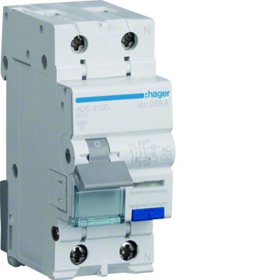 RCBO Wyłącznik różnicowonadprądowy 1P+N 6kA B10A 30mA Typ AC ADC910D HAGER (ADC910D)