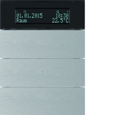 BERKER B.IQ Przycisk potrójny z regulatorem temperatury i wyświetlaczem aluminium 75663594 HAGER (75663594)