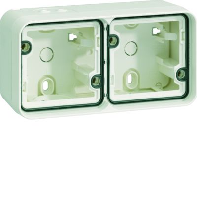 BERKER W.1 Adapter natynkowy podwójna poziomy 2 wejścia IP55 biały 6719323502 HAGER (6719323502)