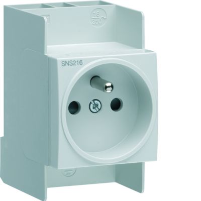 Gniazdo na szynę z uziemieniem 230VAC 10/16A zaciski QC SNS216 HAGER (SNS216)