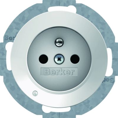 BERKER R.1/R.3 Gniazdo z uziemieniem z podświetleniem orientacyjnym LED biały 6765102089 HAGER (6765102089)
