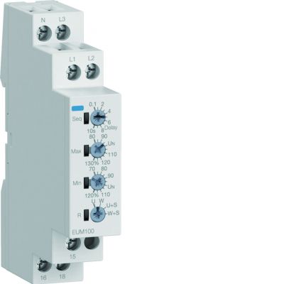Wielofunkcyjny przekaźnik kontroli napięcia 1- fazowy oraz 3- fazowy 1x NO/NC (EUM100)