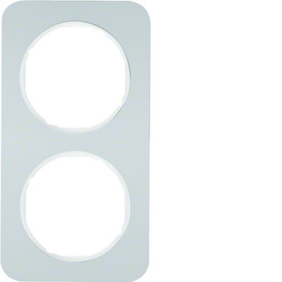 BERKER R.1 Ramka podwójna aluminium/biała 10122174 HAGER (10122174)