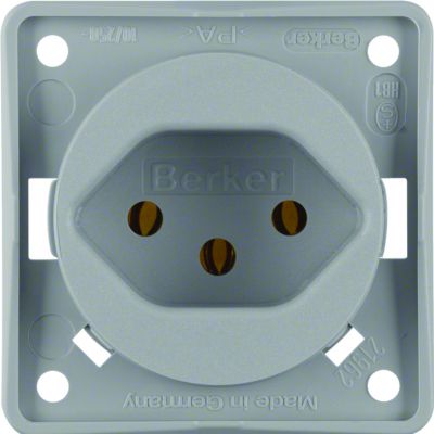 BERKER Integro Flow Gniazdo z uziemieniem Szwajcaria typ 13 szary 962492506 HAGER (962492506)