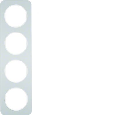 BERKER R.1 Ramka poczwórna aluminium/biała 10142174 HAGER (10142174)