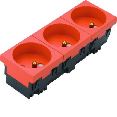 tehalit.GB-EG Gniazdo 2P+Z 33st 3-krotne 45x45mm bezhalogenowe pomarańczowy EER3332004 HAGER (EER3332004)
