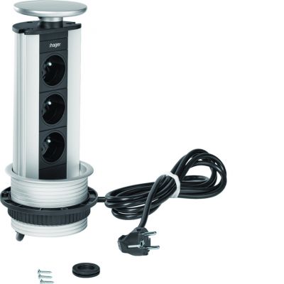 tehalit.office Mediaport zasilający teleskopowy 3xgn 2P+Z aluminium lakierowana G7343LAN HAGER (G7343LAN)