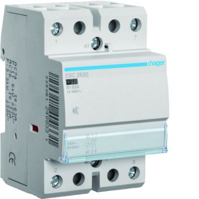 Stycznik modułowy cichy 230V AC 2Z 63A AC-7A B ESC263S HAGER (ESC263S)