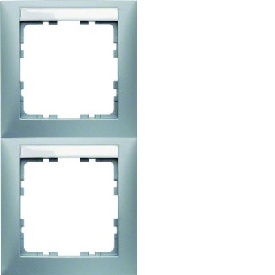 BERKER B.Kwadrat Ramka podwójna pionowa z polem opisowym aluminium mat 10129959 HAGER (10129959)