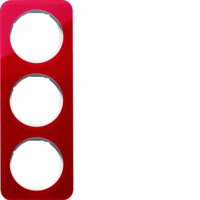 BERKER R.1 Ramka potrójna akryl czerwony przezroczysty/biała 10132349 HAGER (10132349)