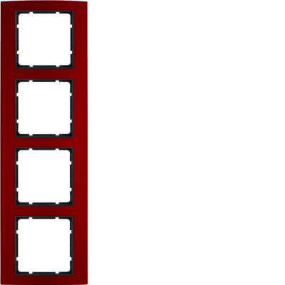 BERKER B.3 Ramka poczwórna aluminium czerwony/antracyt 10143012 HAGER (10143012)