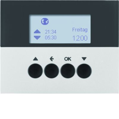 BERKER K.5 Żaluzjowy łącznik czasowy z wyświetlaczem do sterowania żaluzjami aluminium lakierowana 85741177 HAGER (85741177)