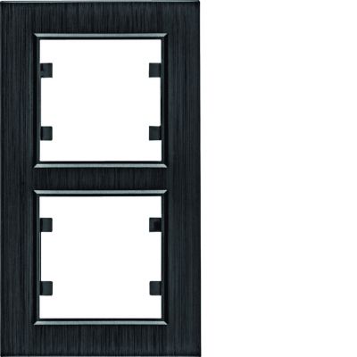 lumina passion Ramka podwójna pionowa aluminium czarne WL9123 HAGER (WL9123)