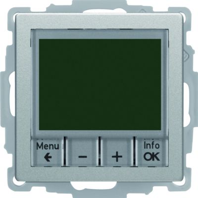 BERKER Q.x Regulator temperatury ze sterowaniem czasowym z stykiem zwiernym i elementem centralnym aluminium aksamit lakierowana 20446084 HAGER (20446084)