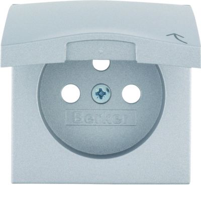 BERKER B.Kwadrat/B.7 Płytka czołowa do gniazda z uziemieniem z pokrywą aluminium mat lakierowana 3965898994 HAGER (3965898994)