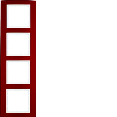 BERKER B.3 Ramka poczwórna aluminium czerwony/biała 10143022 HAGER (10143022)