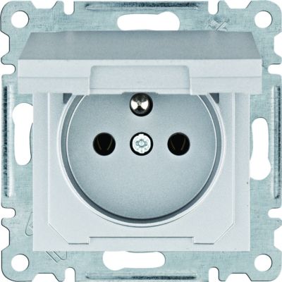 lumina Gniazdo zasilające z uziemieniem i pokrywą srebrny WL1122 HAGER (WL1122)