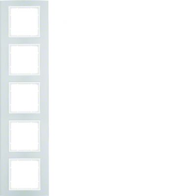 BERKER B.3 Ramka pięciokrotna aluminium/biała 10153904 HAGER (10153904)