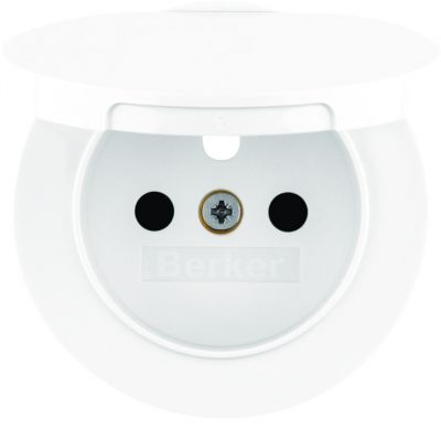 BERKER R.1/R.3 Płytka czołowa do gniazda z uziemieniem i pokrywą biały 3965832089 HAGER (3965832089)