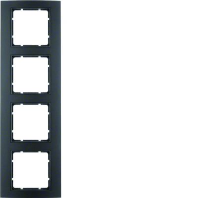 BERKER B.3 Ramka poczwórna aluminium czarna/antracyt 10143005 HAGER (10143005)